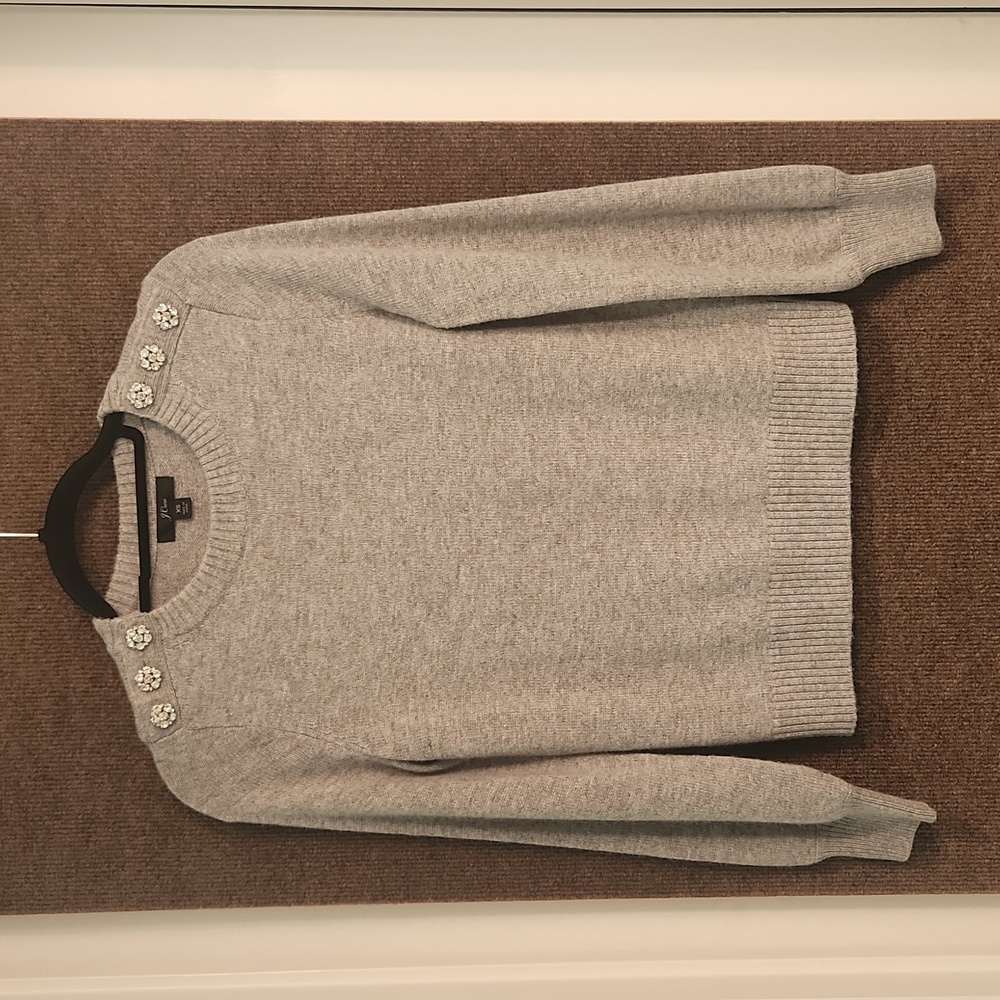 J Crew Lambs Wool Pullover Sweater with Faux Diamonds